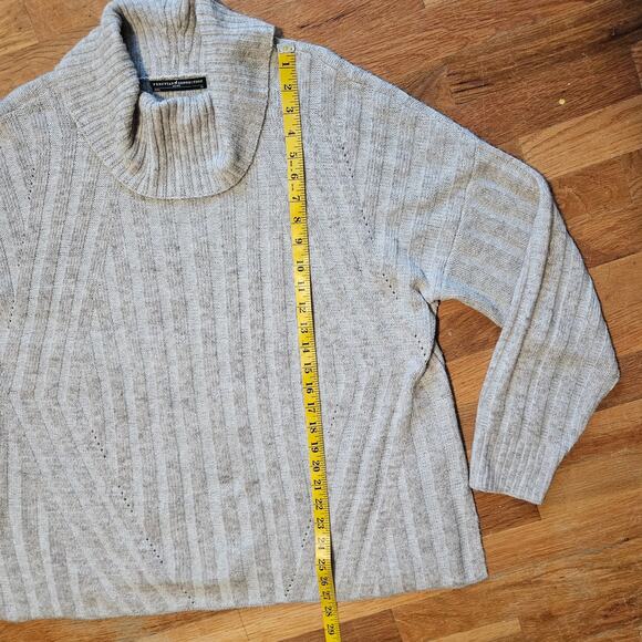 Peruvian Connection Alpaca Blend Cowl Neck Sweater Cream Beige Rib Knit Womens L - Picture 8 of 10